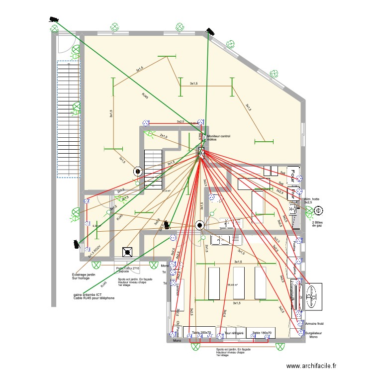 Bâtiment employés RDC Electricité 1. Plan de 5 pièces et 207 m2