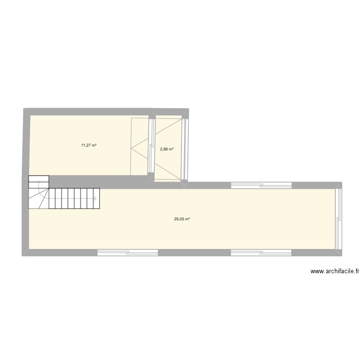 maison. Plan de 3 pièces et 43 m2