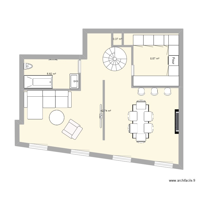 Endoume Niveau 1. Plan de 4 pièces et 57 m2