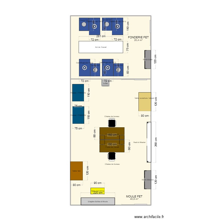 Moule et Fonderie - FET. Plan de 2 pièces et 61 m2