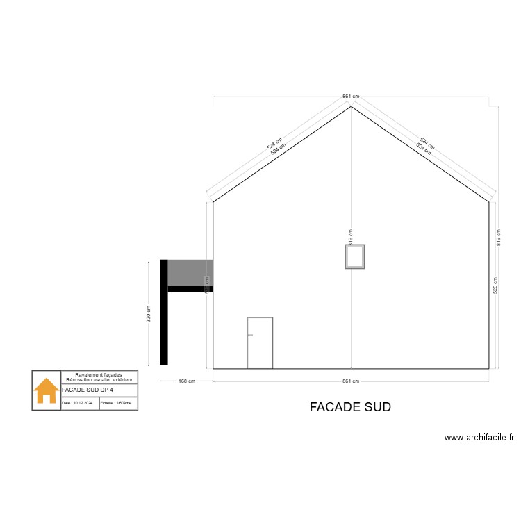 FACADE SUD. Plan de 0 pièce et 0 m2