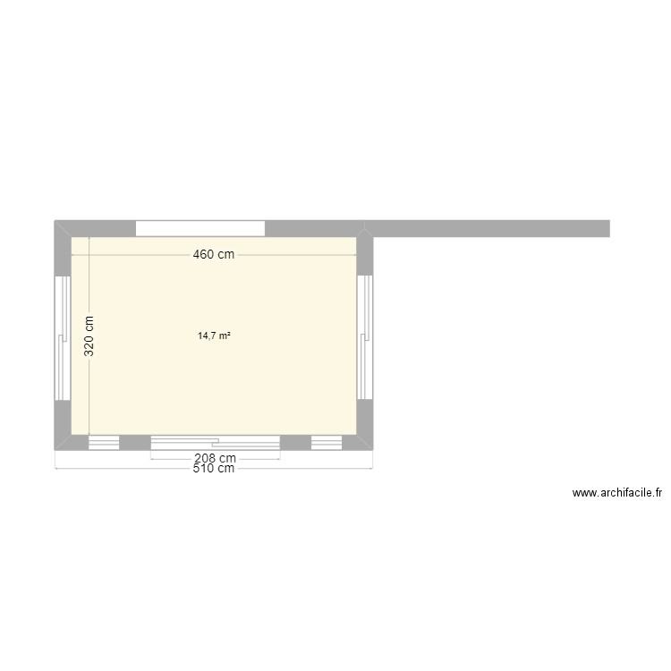 Plan extension maison. Plan de 1 pièce et 15 m2