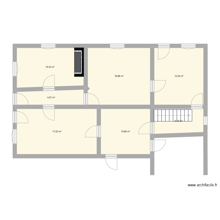 Maison St Nab RdC origine. Plan de 7 pièces et 81 m2