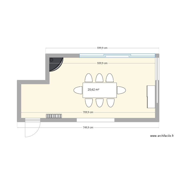 Extension sylvie. Plan de 1 pièce et 21 m2