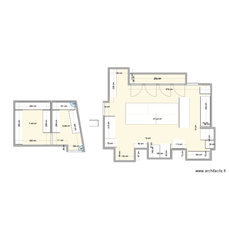 labo patisserie. Plan de 4 pièces et 53 m2