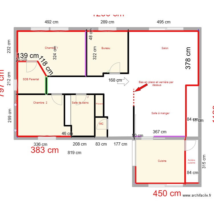 PLACO . Plan de 13 pièces et 55 m2