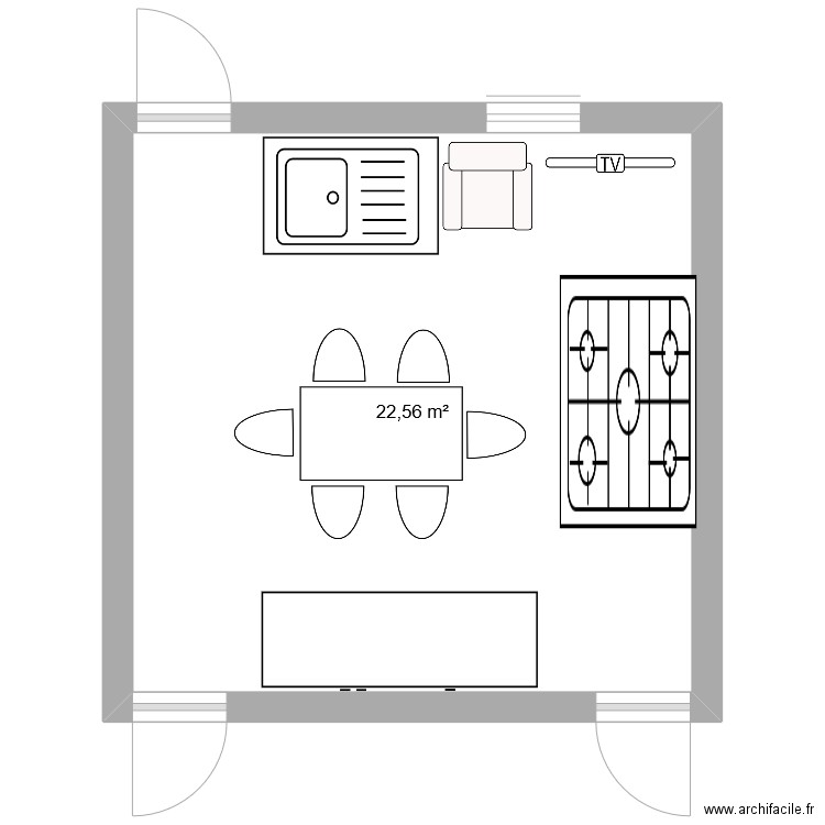 pièce GP Roubaix. Plan de 1 pièce et 23 m2