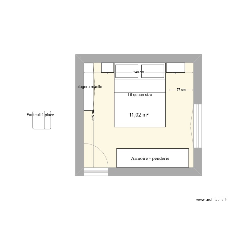 CHAMBRE BAS 2. Plan de 1 pièce et 11 m2