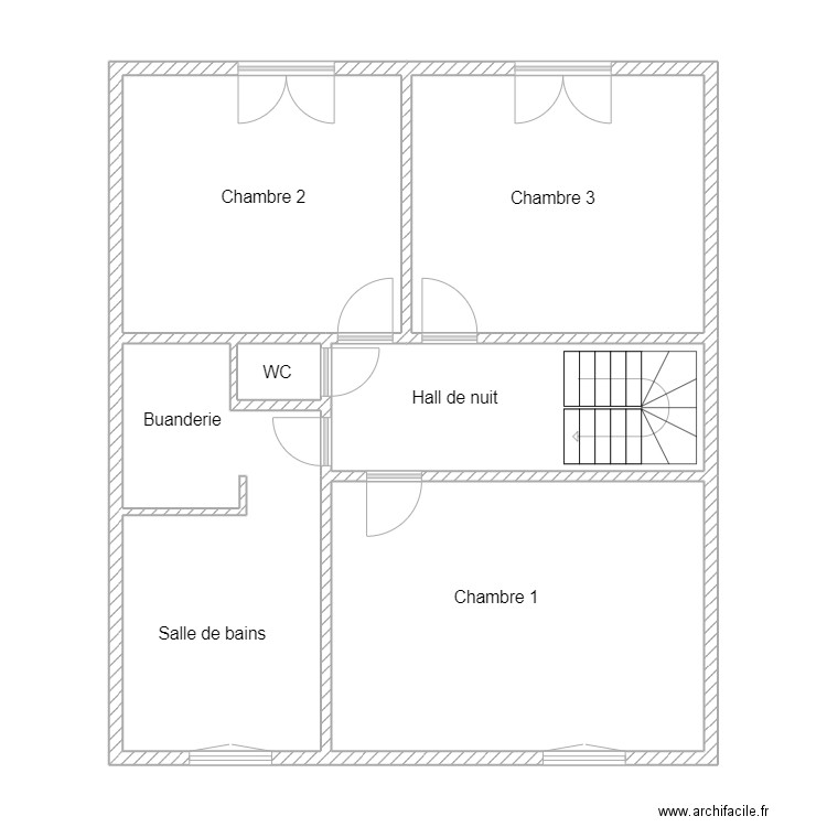 Meluzola Etage. Plan de 6 pièces et 79 m2