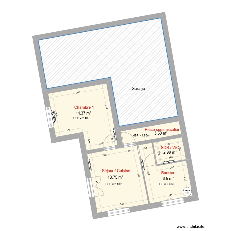 Logement BERARD - Appartement bas. Plan de 6 pièces et 84 m2