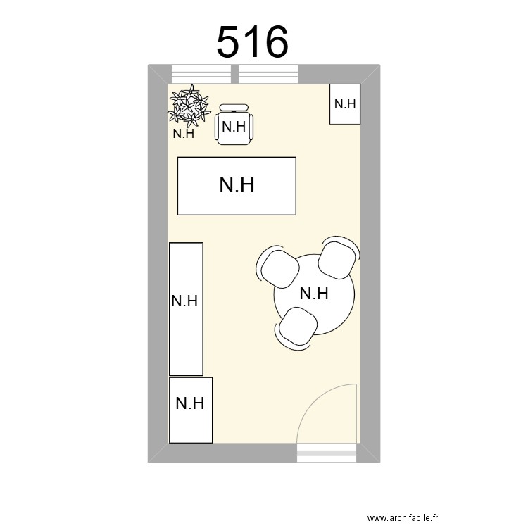 Bureau R 516 - N.HOUITAR. Plan de 1 pièce et 13 m2