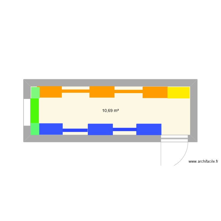 ALGECO. Plan de 1 pièce et 11 m2