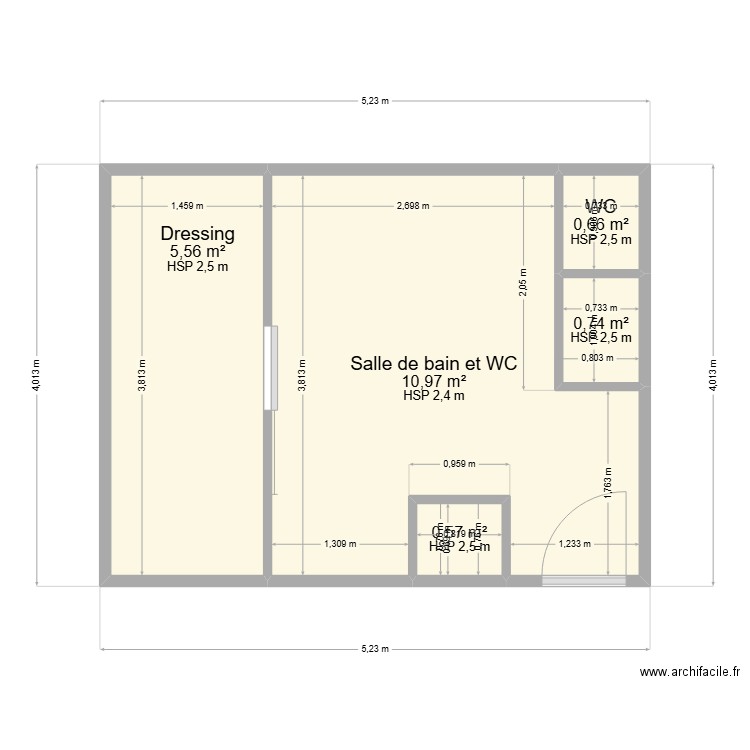 GUICHARD - COURLAOUX. Plan de 5 pièces et 19 m2