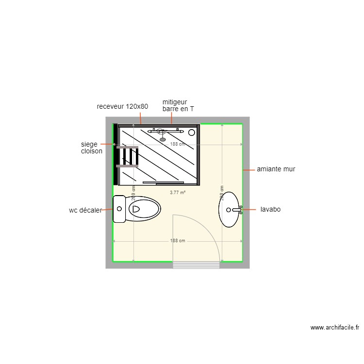 gfj. Plan de 1 pièce et 4 m2