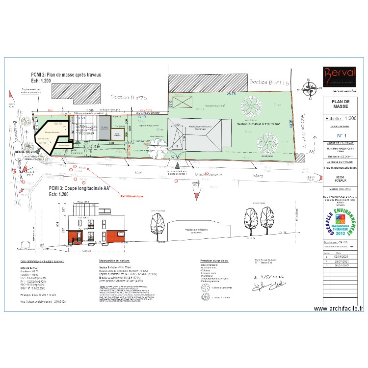 Plan de masse Mars 2. Plan de 4 pièces et 44 m2