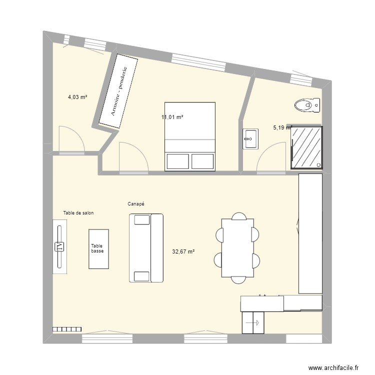 APPARTEMENT RENOVATION ISSY LES MOULINEAUX. Plan de 4 pièces et 53 m2