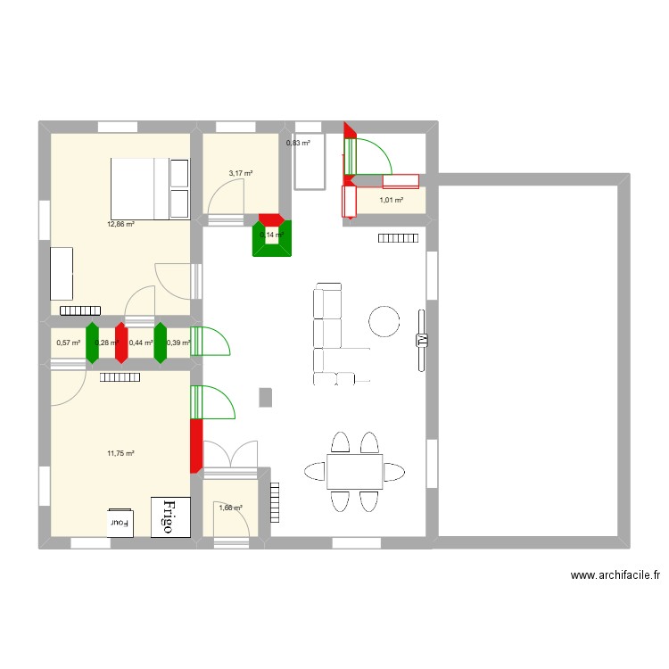 maison. Plan de 11 pièces et 33 m2