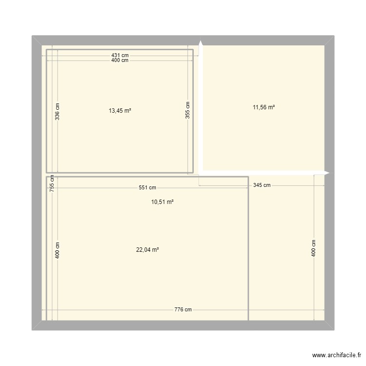 Plan sous sol. Plan de 4 pièces et 93 m2