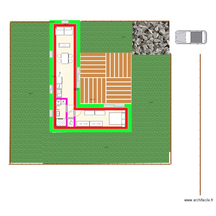 CONTAINER PETITE MAISON. Plan de 5 pièces et 87 m2