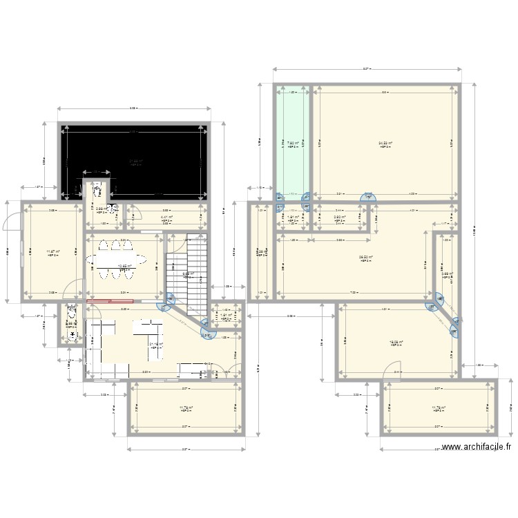 plan a modifier. Plan de 19 pièces et 206 m2