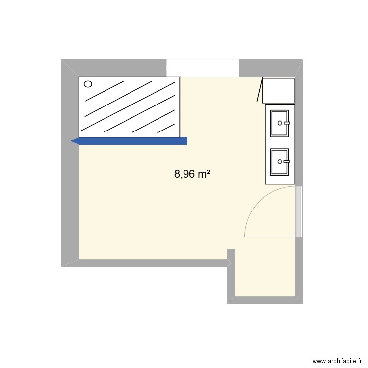 SDB STELLA. Plan de 1 pièce et 9 m2