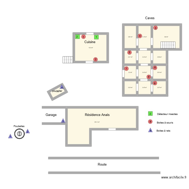 Résodence Anais. Plan de 15 pièces et 78 m2