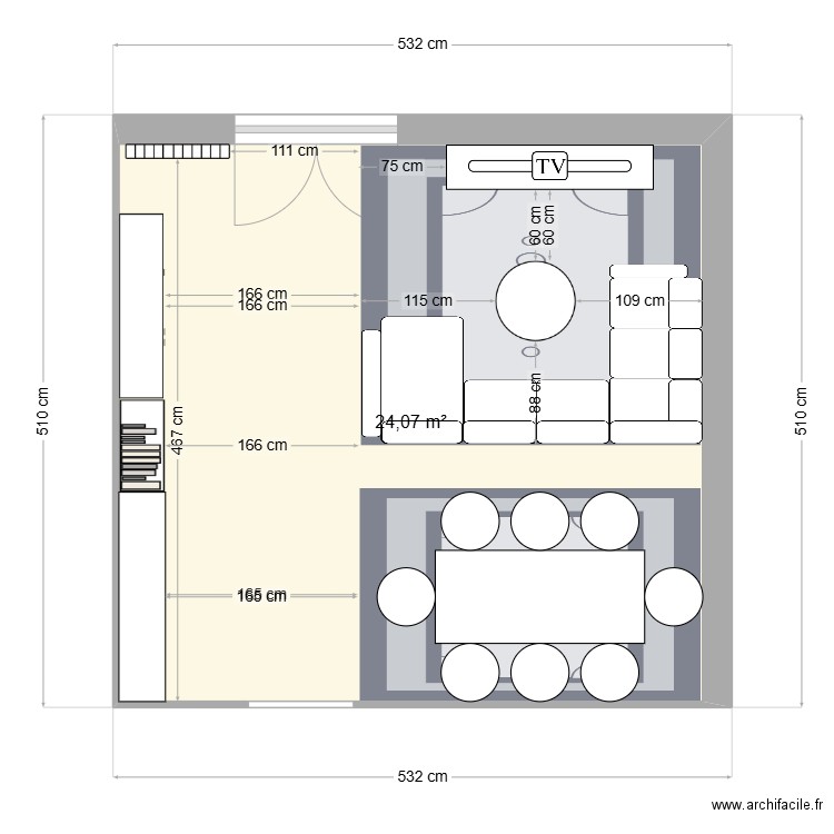 Maison salon. Plan de 1 pièce et 24 m2