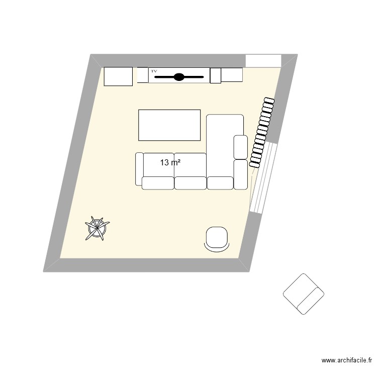 salon2. Plan de 1 pièce et 13 m2