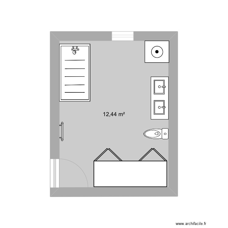 Sdb. Plan de 1 pièce et 12 m2