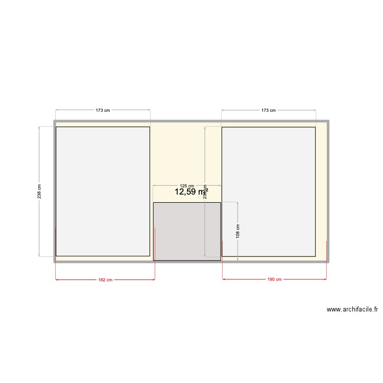 placards chambre. Plan de 1 pièce et 13 m2