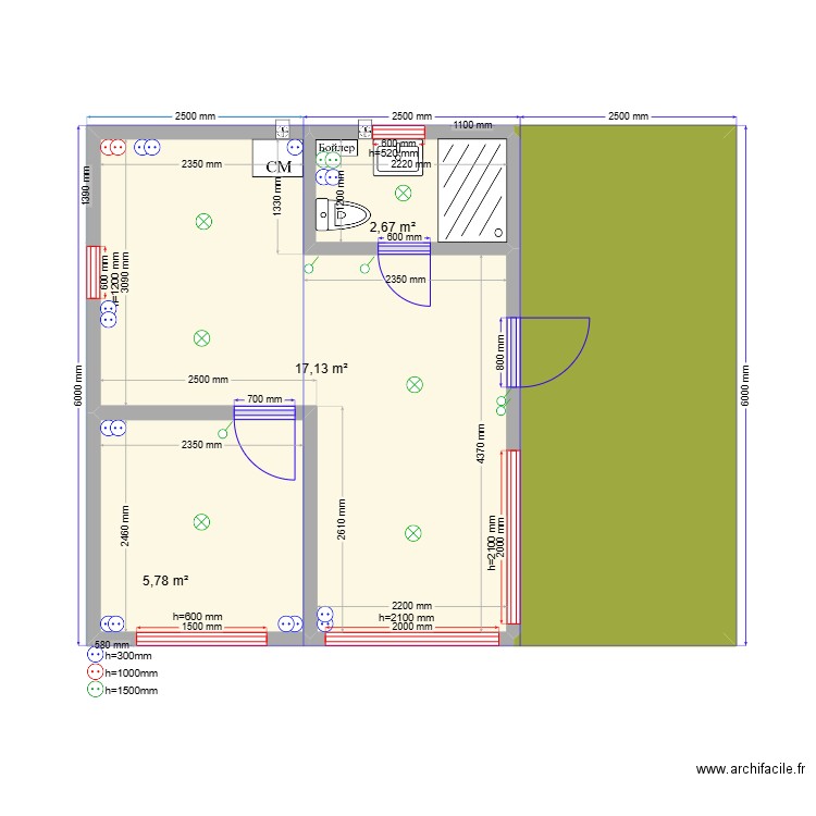 Ж 2. Plan de 4 pièces et 39 m2