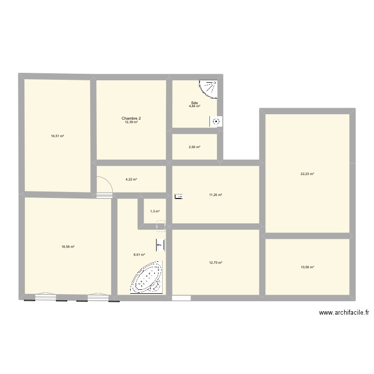 Plan 2. Plan de 12 pièces et 126 m2