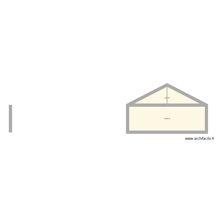 Maison extérieure. Plan de 2 pièces et 22 m2