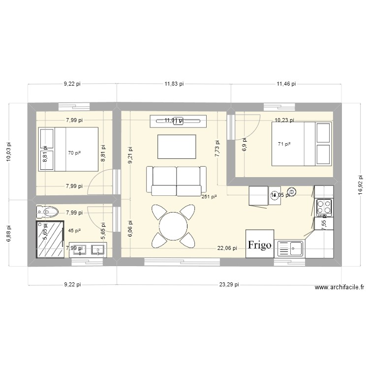 maison projet. Plan de 4 pièces et 41 m2