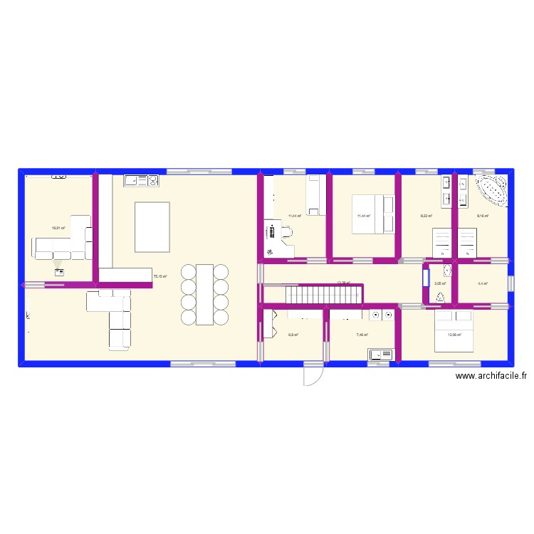 maison. Plan de 12 pièces et 179 m2