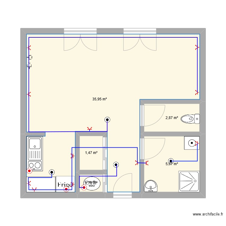 plan elec. Plan de 5 pièces et 47 m2