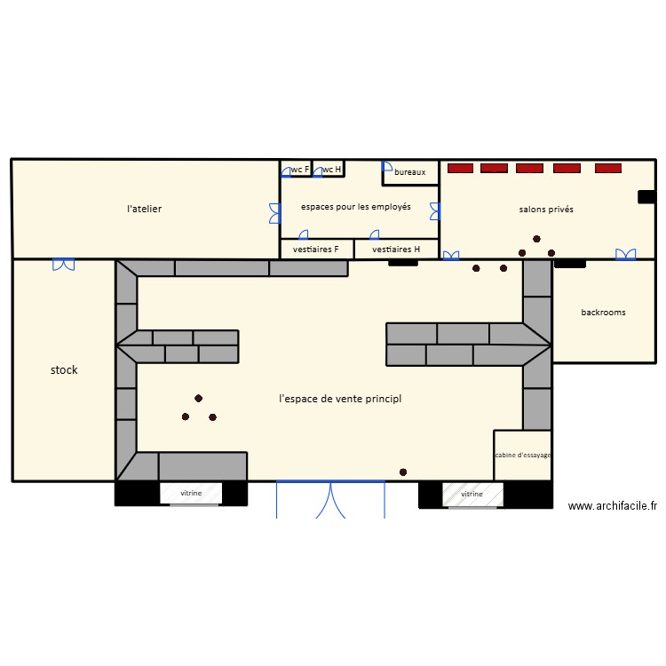 plan de chanel . Plan de 45 pièces et 1716 m2