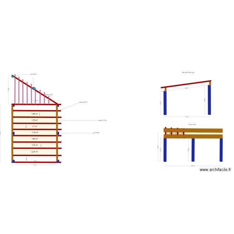 Appentis V2. Plan de 10 pièces et 13 m2