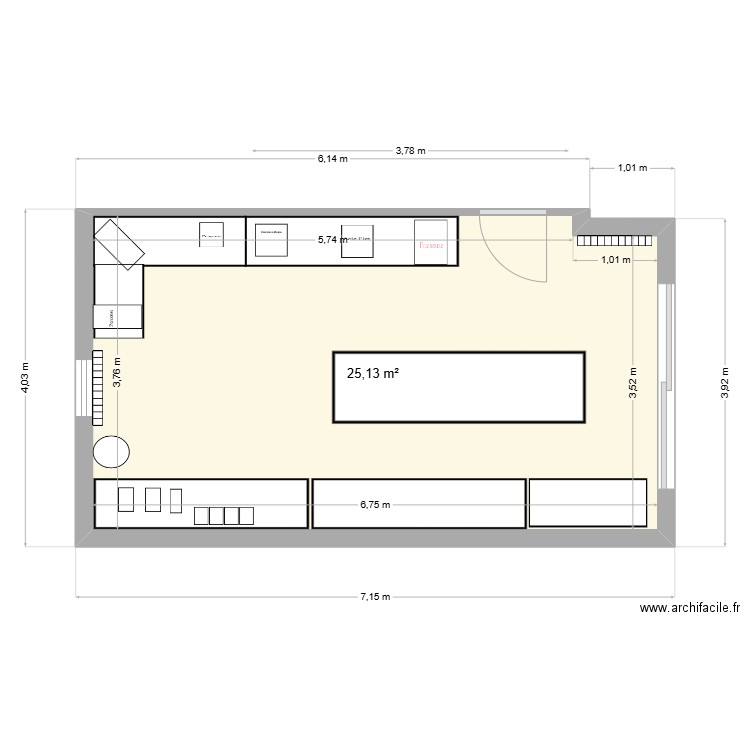 Plan Atelier Hautefage v1. Plan de 2 pièces et 46 m2