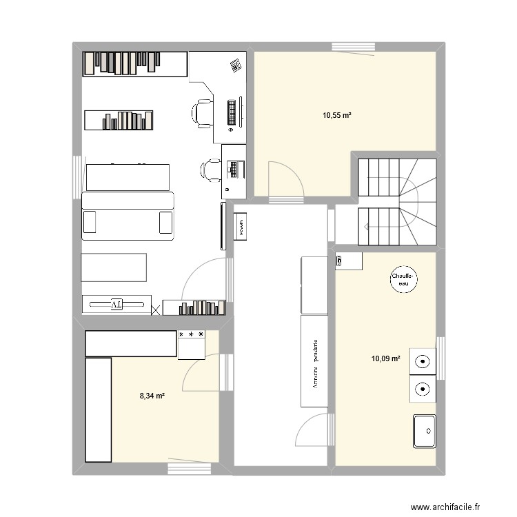 SSOL. Plan de 3 pièces et 29 m2