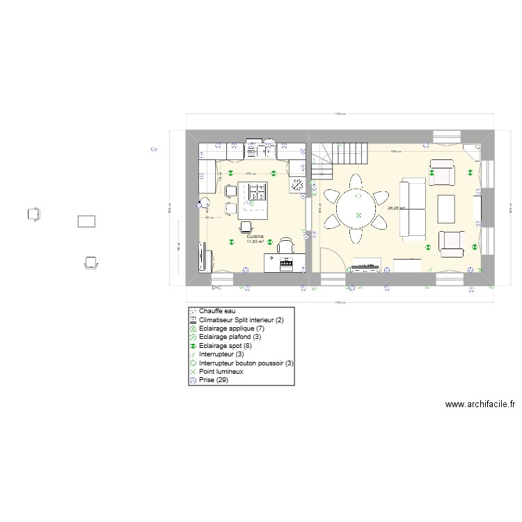 GRECE - CUISINE NEW - BASE - 01-2025. Plan de 2 pièces et 46 m2