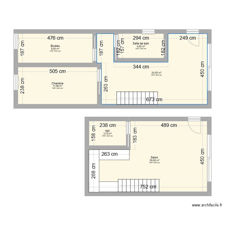 location. Plan de 6 pièces et 83 m2