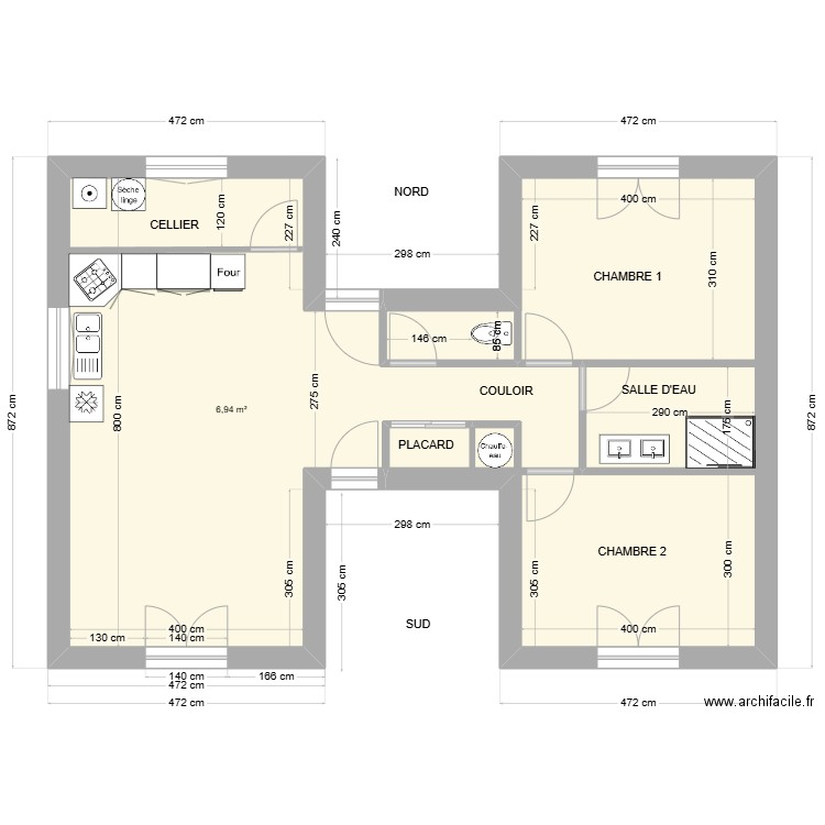 Cérejais bis. Plan de 1 pièce et 40 m2