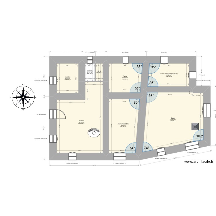 ML24018263. Plan de 23 pièces et 392 m2