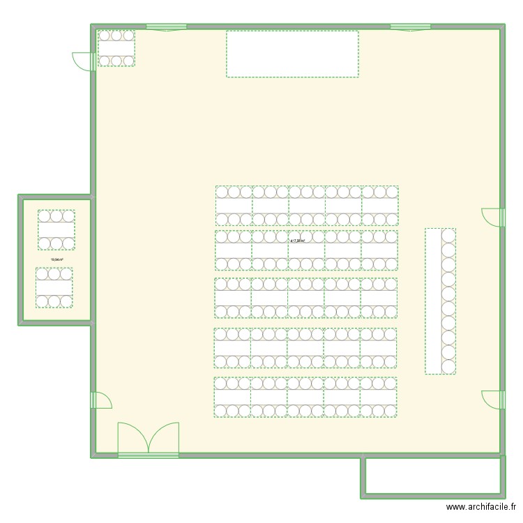 salle . Plan de 2 pièces et 438 m2