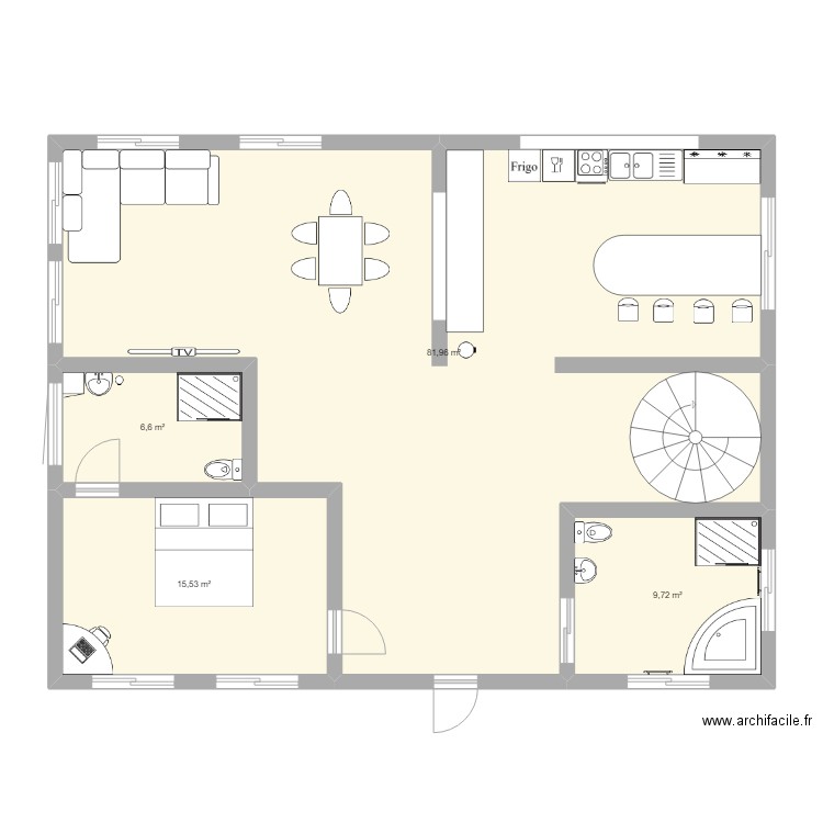 maison. Plan de 4 pièces et 114 m2