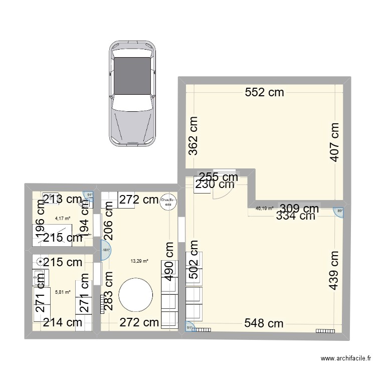 Maison. Plan de 4 pièces et 69 m2