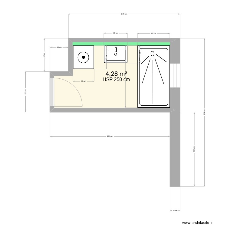 GILBERT. Plan de 1 pièce et 4 m2