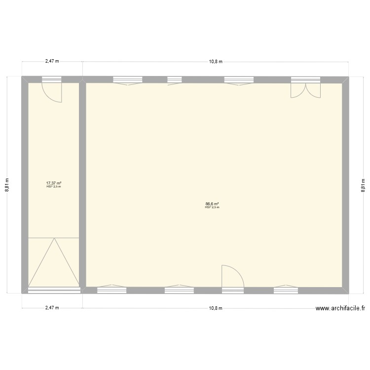 christophe ciecierski. Plan de 2 pièces et 104 m2