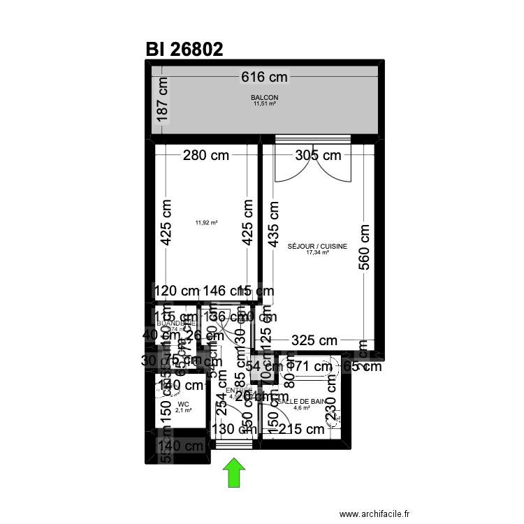 BI 26802. Plan de 12 pièces et 55 m2